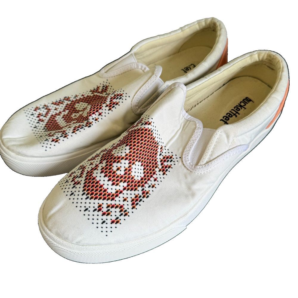 Bucketfeet‎ Slip-on Boat Shoes Womens 12.5 Mens 11 Skulls New